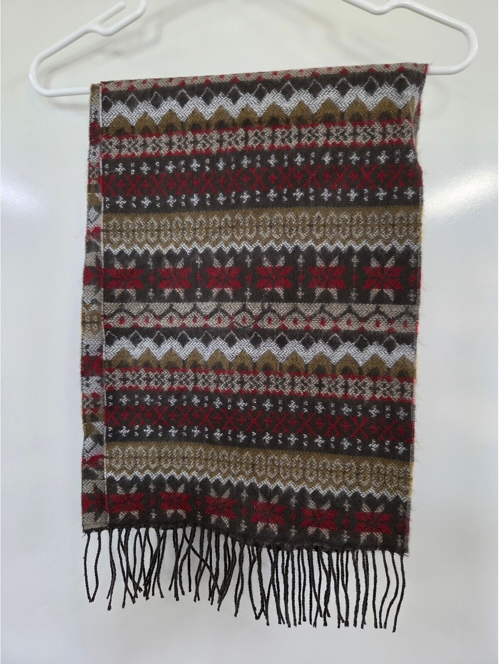 D&Y Soft Acrylic Patterned Scarf with Fringe